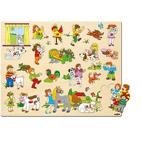 Grand puzzle enfants et leurs animaux