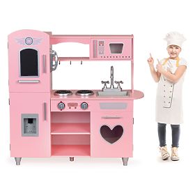 Grande cuisine en bois pour enfants avec effets sonores rose ECOTOYS, EcoToys