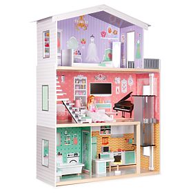 Grande maison de poupée en bois avec ascenseur mobile et meubles ECOTOYS