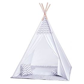 Tente tipi enfant gris-blanc, Woodyland Woody