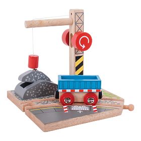 Grue sur rail Bigjigs avec gravier