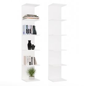 HAUTE ÉTAGÈRE BLANCHE 6P 180 cm 6 Étagères pour Livres et Documents pour Bureau et Salon