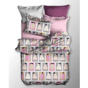 Housse de couette BASIC couleur rose poudré avec motif géométrique 155x220_80x80*1 DecoKing