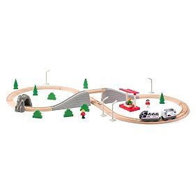 Huit - circuit de train en bois avec pont 45 pièces
