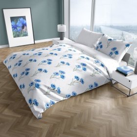 Literie en coton bleu bleuet 140x200cm + 70x90cm, Faro