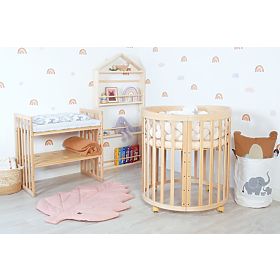 Lit bébé évolutif ovale Ruby 7 en 1 - naturel