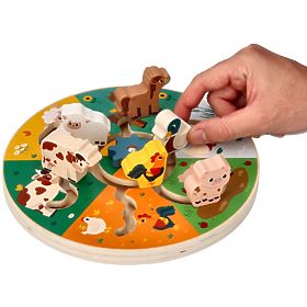 Jeu de glissement en bois - animaux de la ferme