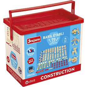 Jeujura Ensemble de construction en bois pour petits bricoleurs 70 pièces, Jeujura