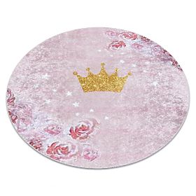 JUNIOR 51549.802 tapis rond couronne pour enfants antidérapant - rose, F.H.Kabis