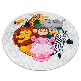 JUNIOR 51595.801 tapis rond lavable Animaux, Afrique pour enfants antidérapant - gris, F.H.Kabis