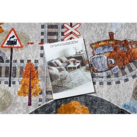 JUNIOR 51986.803 tapis de lavage Rails, locomotive pour enfants antidérapant - gris, F.H.Kabis