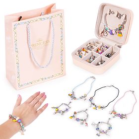 Kit pour fabriquer des bracelets, colliers, pendentifs, perles 66 éléments + organiseur et sac