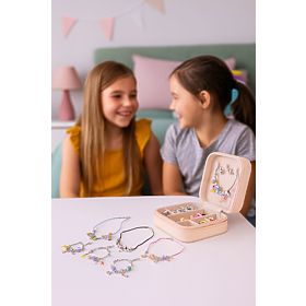 Kit pour fabriquer des bracelets, colliers, pendentifs, perles 66 éléments + organiseur et sac