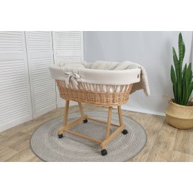 Lit en osier avec équipement pour bébé - beige, Ourbaby®