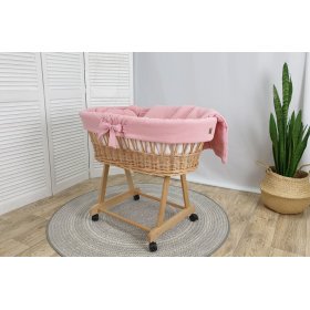 Lit en osier avec équipement pour bébé - vieux rose, Ourbaby®