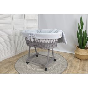 Lit en osier avec équipement pour bébé - gris, Ourbaby®