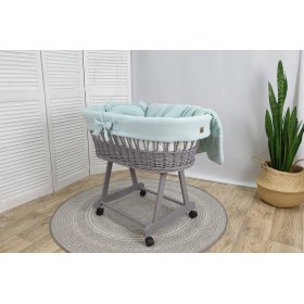 Lit en osier avec équipement pour bébé - menthe, TOLO