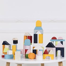 Le Toy Van Petilou Blocs colorés dans un sac en coton 60 pcs