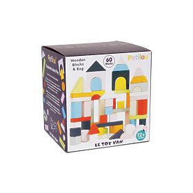 Le Toy Van Petilou Blocs colorés dans un sac en coton 60 pcs