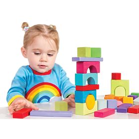 Le Toy Van Petilou Chariot avec blocs arc-en-ciel