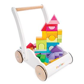 Le Toy Van Petilou Chariot avec blocs arc-en-ciel