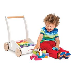 Le Toy Van Petilou Chariot avec blocs arc-en-ciel