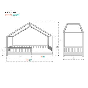 Lit cabane avec barrière Leola Hip - naturel