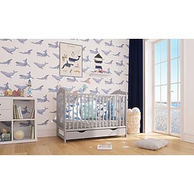 Lit de bébé Alek avec barreaux amovibles - gris