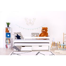 Lit enfant avec lit d'appoint et barrière Praktik - Blanc