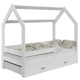 Lit cabane Paula avec barrière 160 x 80 cm - blanc, Magnat