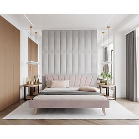 Lit capitonné HEAVEN 140 x 200 cm - Rose poudré, FDM