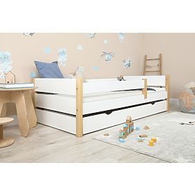 Lit enfant en bois Scandie avec barrière - blanc
