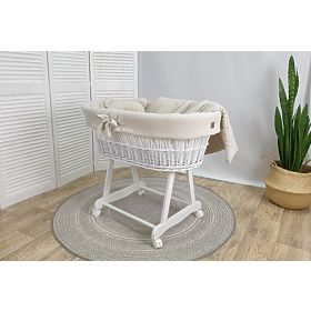 Berceau en osier avec équipement pour bébé - beige