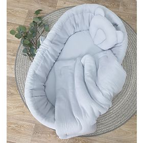 Berceau en osier avec équipement pour bébé - gris