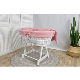 Berceau en osier avec équipement pour bébé - rose