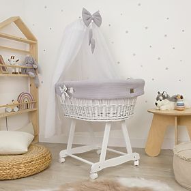 Berceau en osier blanc avec équipement pour bébé - Hérisson