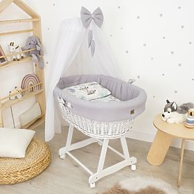 Berceau en osier blanc avec équipement pour bébé - Hérisson