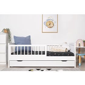 Lit d'enfant avec barrière TEDDY - blanc