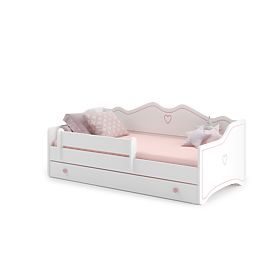 Lit enfant EMMA avec tiroir et barrière 160x80 rose