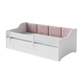 Lit enfant ERYK avec tiroir et barrière 160x80 panneau rose