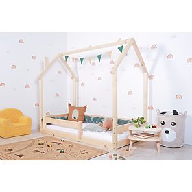 Lit enfant Montessori maison avec cheminée - laqué