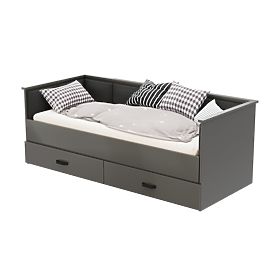 Lit escamotable HELIOS avec panneaux rembourrés graphite 200x80/200x160