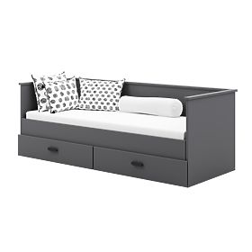 Lit gigogne HELIOS avec deux tiroirs gris sans matelas 200x80/200x160