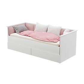 Lit gigogne HELIOS avec panneaux rembourrés rose 200x80/200x160