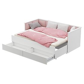 Lit gigogne HELIOS avec panneaux rembourrés rose 200x80/200x160