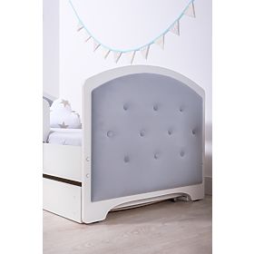 Lit enfant rembourré Luna avec barrière - gris clair