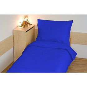 Literie en coton uni 140x200 cm - Bleu foncé, Brotex