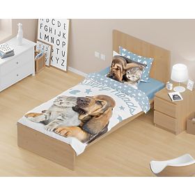 Literie enfant 140x200 cm + 70x90 cm Chiot et chaton