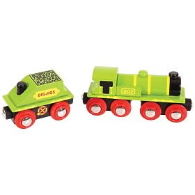 Locomotive Bigjigs Rail Green avec annexe + 3 voies