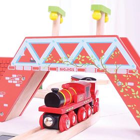 Locomotive Bigjigs Rail Red avec annexe + 3 rails